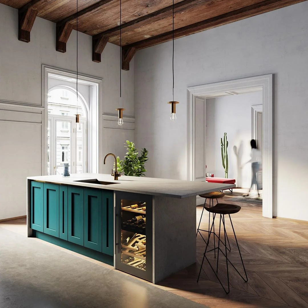 کابینت نئو کلاسیک ، معماری داخلی ، یخچال بار