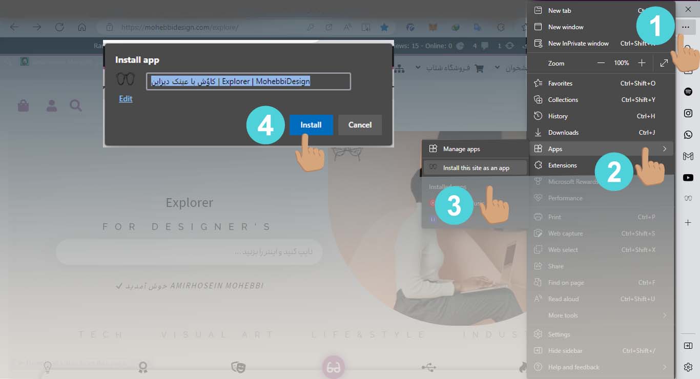 آموزش نصب وباپلیکیشن آموزش نصب وب اپلیکیشن محبی دیزاین2 آسانسازان آموزش نصب وباپلیکیشن