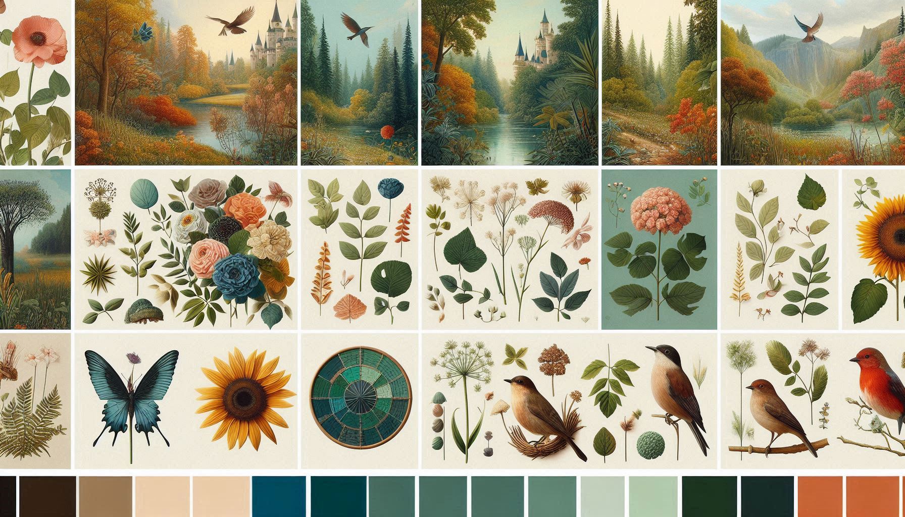 پالتهای رنگ طبیعی: زبانی که طبیعت به طراحی میآموزد +کدرنگ 🎨🌿🌊🔥 کدرنگهای طبیعی + پالتهای رنگی الهامگرفته از طبیعت 🎨🌿🌊🔥