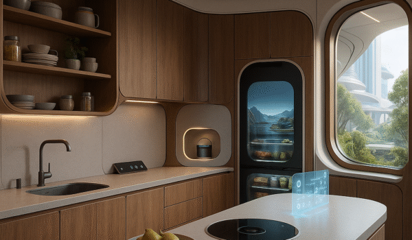 طراحی کابینت و آشپزخانه در سال 2100 طراحی برای غذاهای زنده و کشت‌شده در خانه