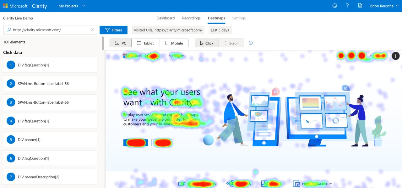 Microsoft Clarity: سنجش UX و نقاط تماس کاربر Microsoft Clarity سنجش UX و نقاط تماس کاربر 2 آسانسازان Microsoft Clarity: سنجش UX و نقاط تماس کاربر